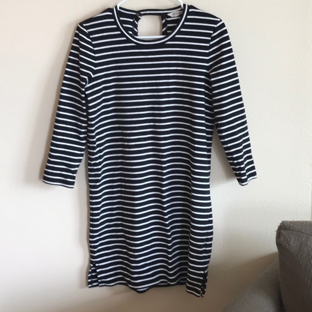 Madewell Keyhole Ponte stripe dress